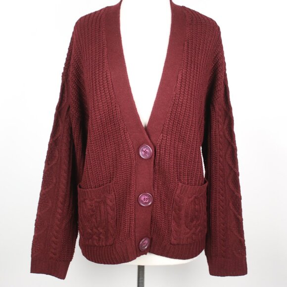 Almost Famous Womens XL Burgundy Knit Cardigan Sweater - Picture 1 of 4